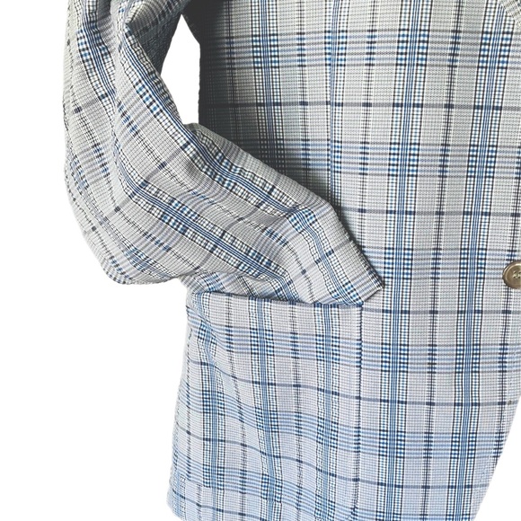 VINTAGE 70s blue plaid Sports Coat Blazer Suit jacket - Picture 6 of 15